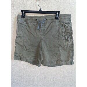 Eddie Bauer Womens Cargo Shorts Green 12 Hiking Utility Drawstring Camping